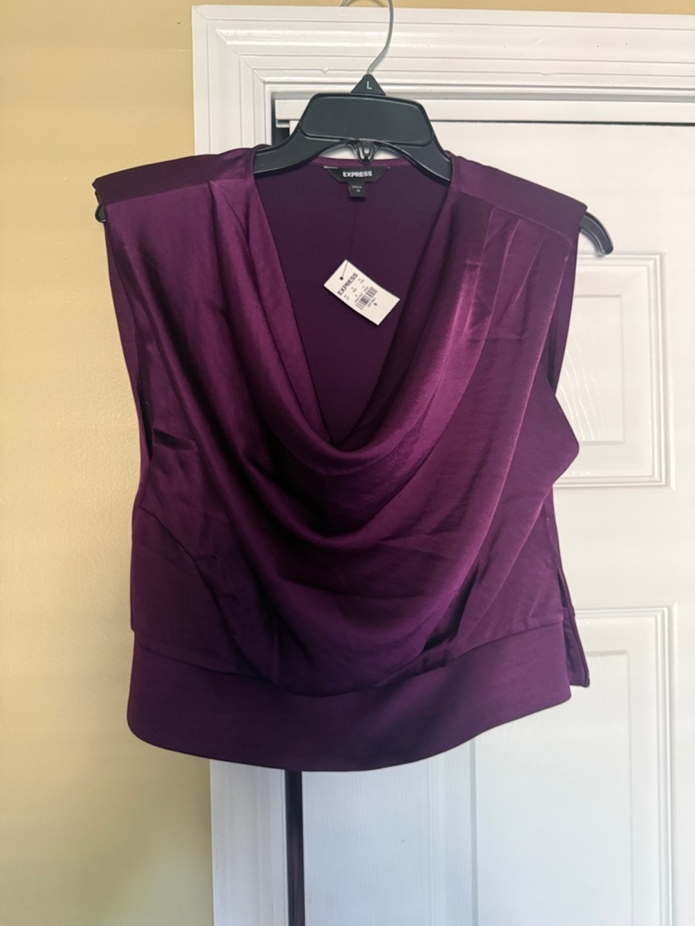 Express Purple Draped Cowl Neck Sleeveless Top